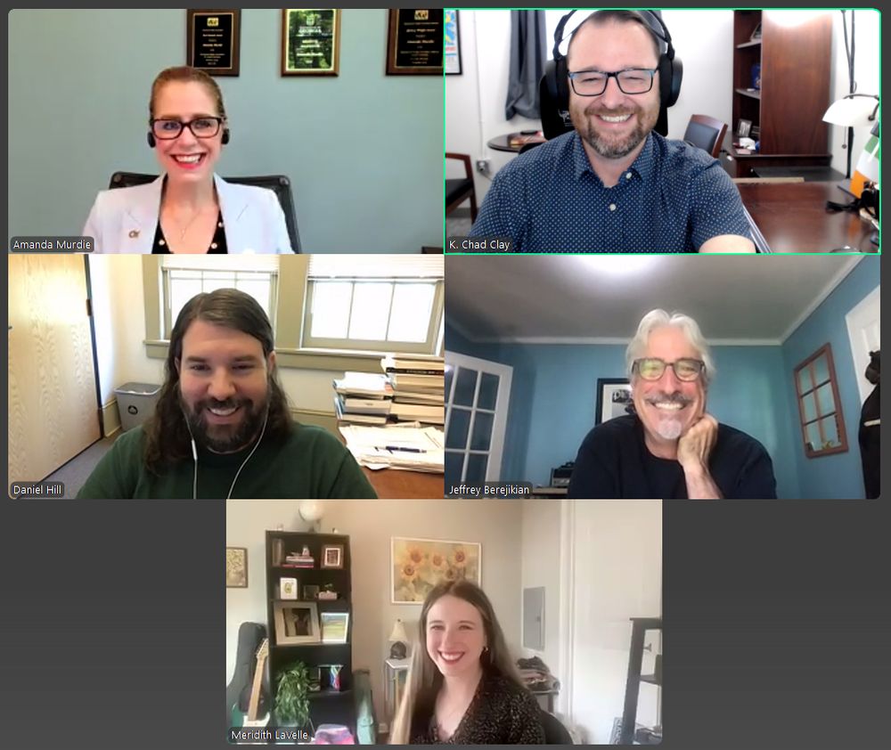 Image of 5 people on Zoom: Amanda Murdie, K. Chad Clay, Daniel Hill, Jeffrey Berejikian, and Meridith LaVelle