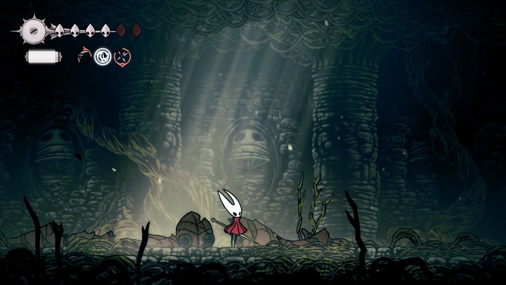 Screenshot of the Sister Splinter fight arena from Silksong, after it has been defeated