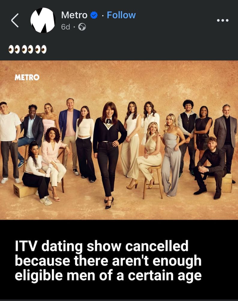 ITV dating show cancelled because there aren’t enough eligible men of a certain age 