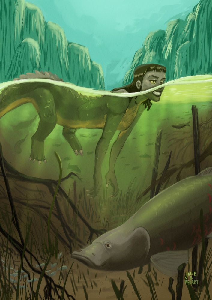 A Mermaid with an alligator body