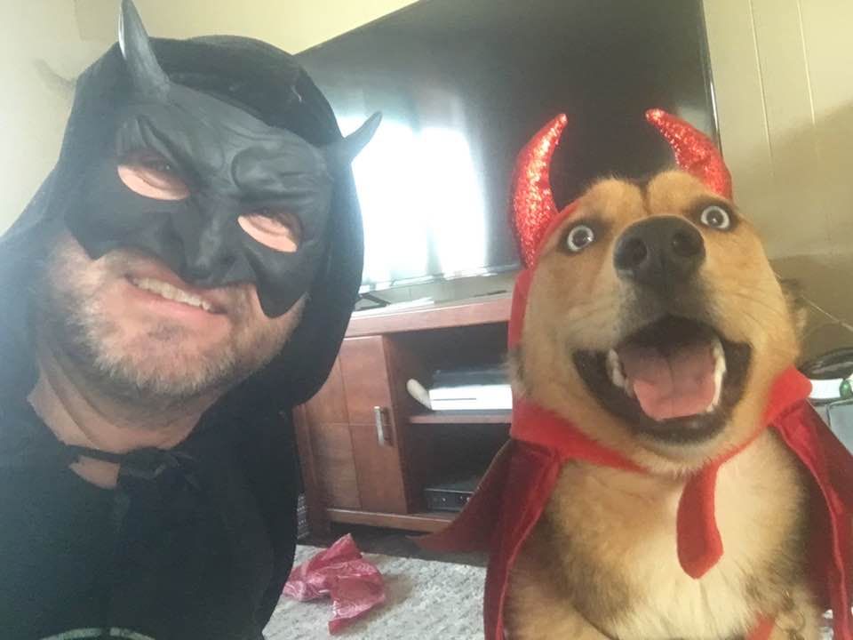 Author Michael K. Wright and his familiar, Marduk