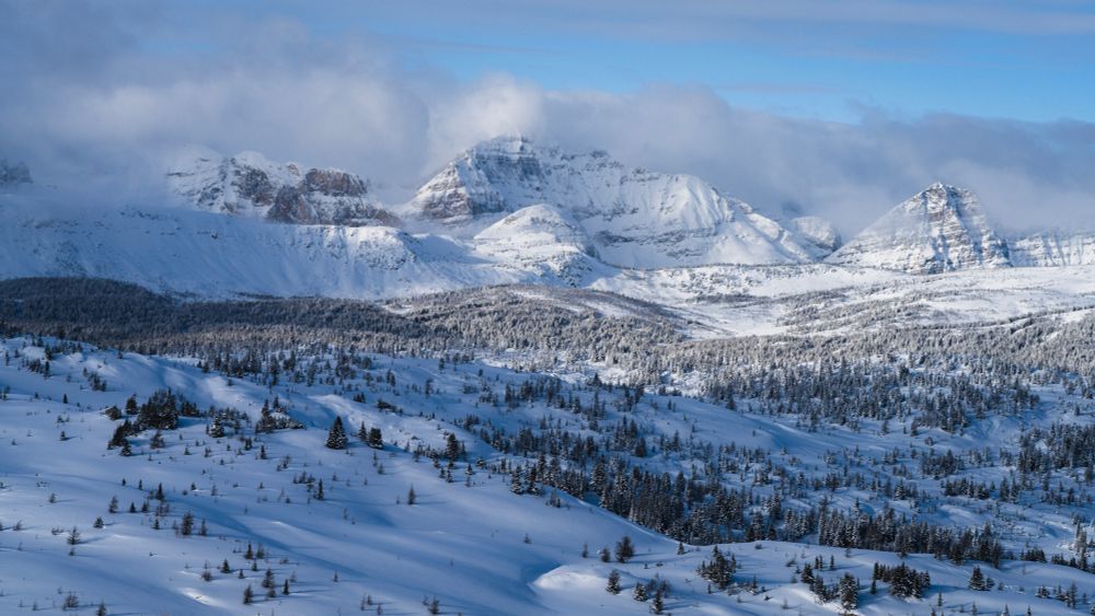 Snow covered mountain range