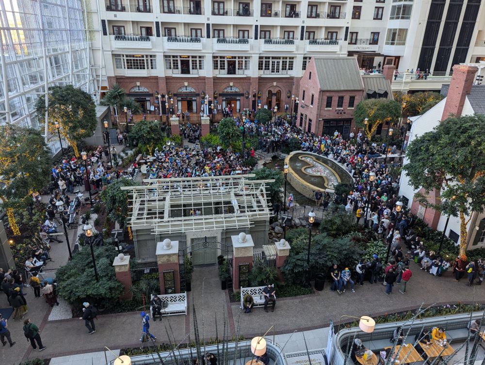 An entire symphony orchestra in the atrium of the Gaylord hotel.