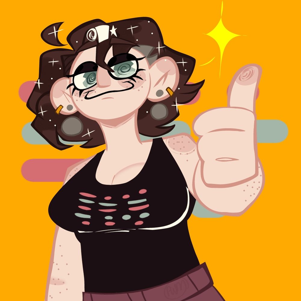 Bubbs looking at the viewer and giving a thumbs up 