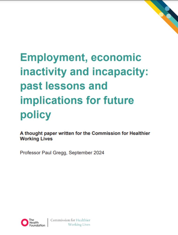 Employment, economic inactivity and incapacity: past lessons and implications for future policy