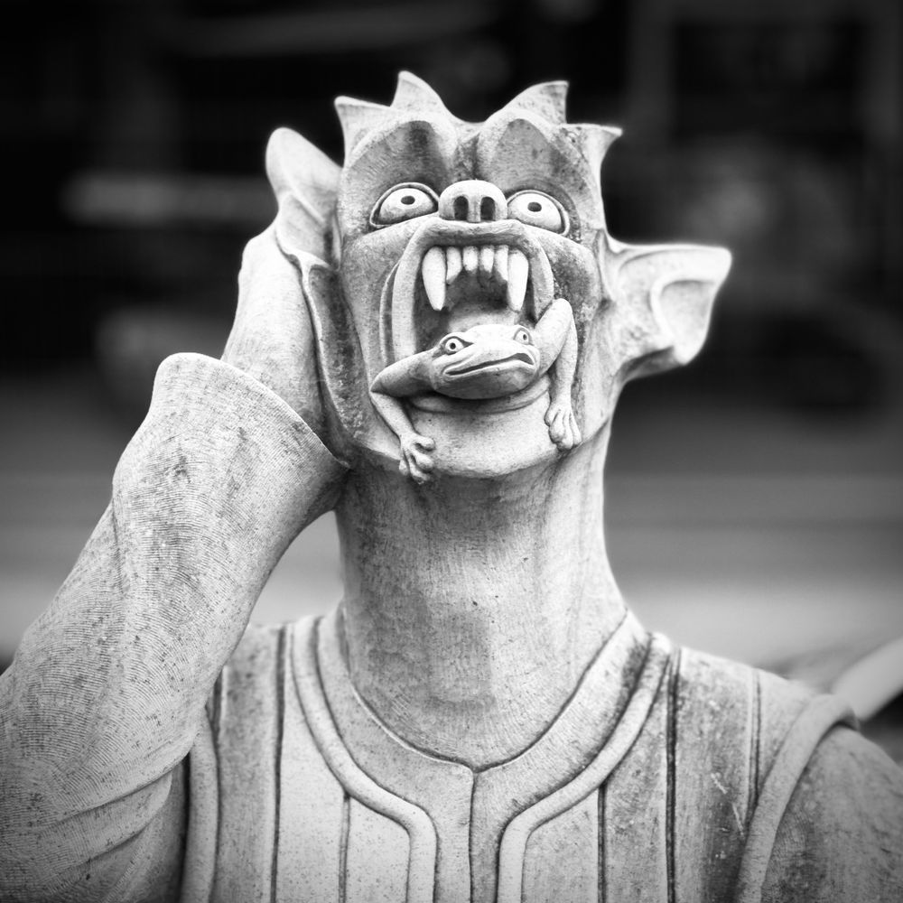 New gargoyle in progress in the grounds of York Minster. My photo.