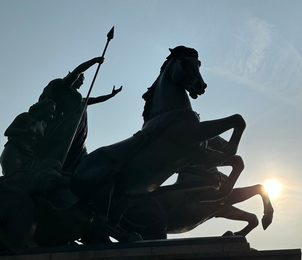 Statue of Boudica and her daughters, Westminster Bridge, London (my photo).