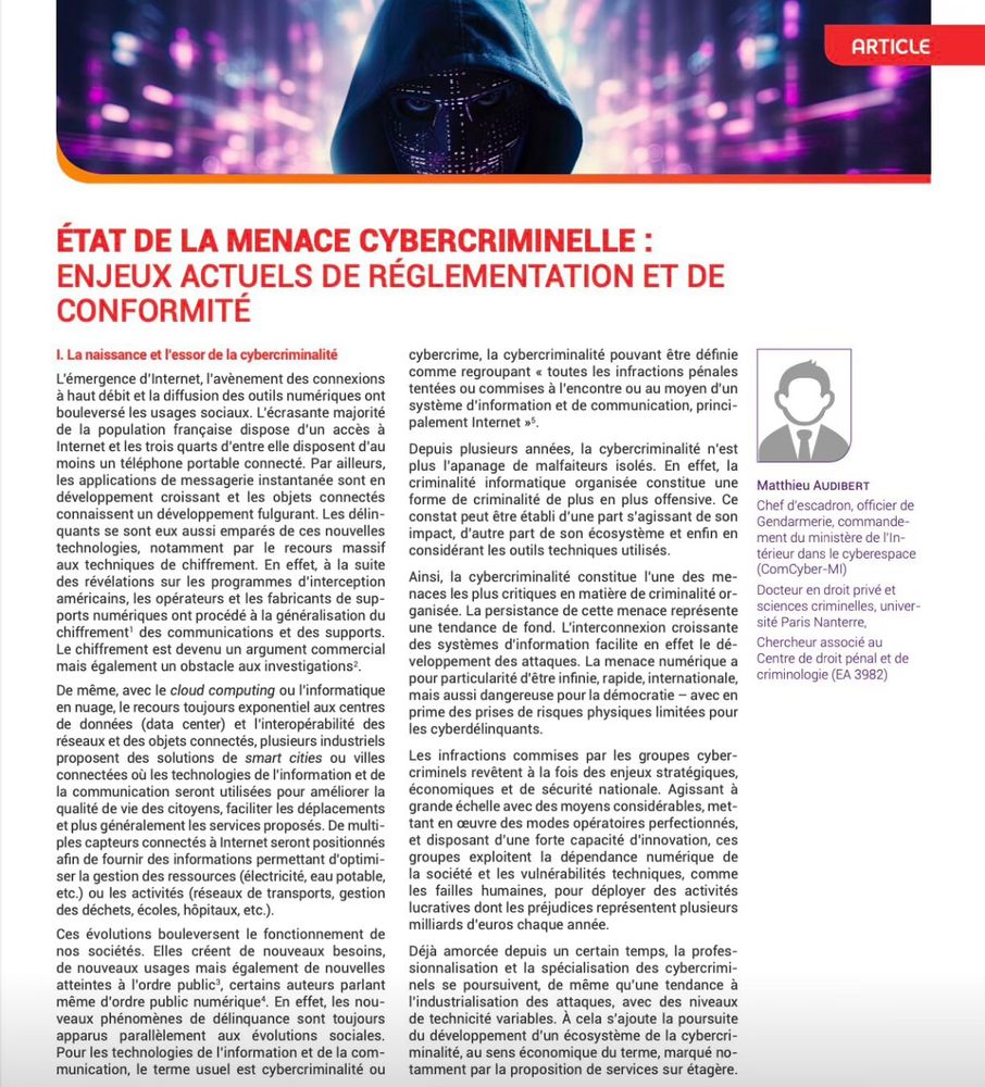 État de la menace cybercriminelle : enjeux actuels de réglementation et de conformité