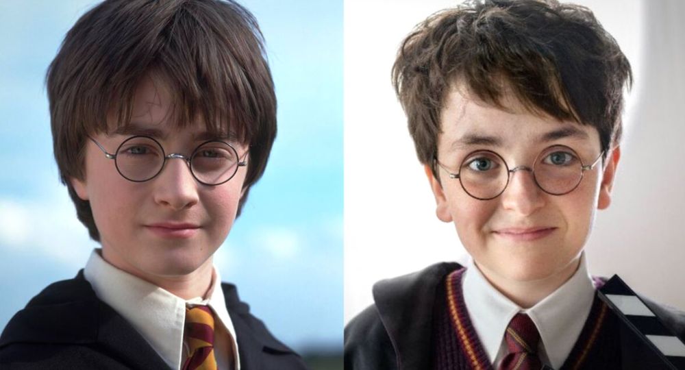 Left: Daniel Radcliffe as Harry Potter in the original movie
Right: The new kid as Harry Potter for the new HBO reboot 