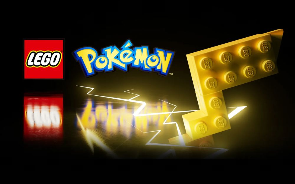 Lego and Pokemon collaboration artwork.