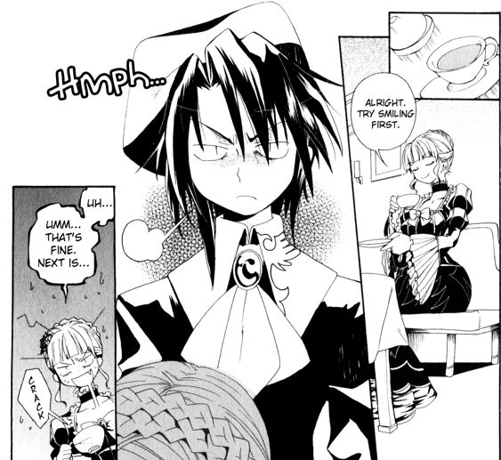 <Preview image where Beatrice picks up a teacup>

Beatrice: "Alright. First of all, try smiling."

Kanon: <Grimaces> "Hmph..."

Beatrice: <Is disturbed by the non-smile, and her teacup cracks> "Uh...um...That's fine. Next is...>