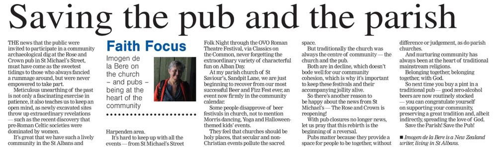 Newspaper article screenshot showing article from the Herts Advertiser 