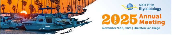 banner for the 2025 SfG Annual Meeting with a picture of a marina on the left at sunset (orange) with boats (blue)