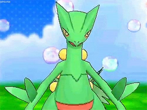 a green and yellow pokemon with bubbles in the background