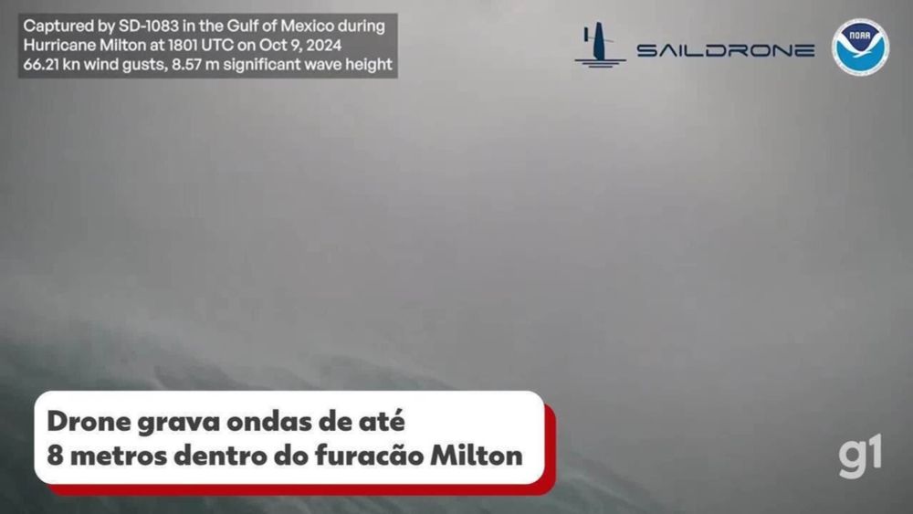 VÍDEO: Drone grava ondas de até 8 metros dentro do furacão Milton