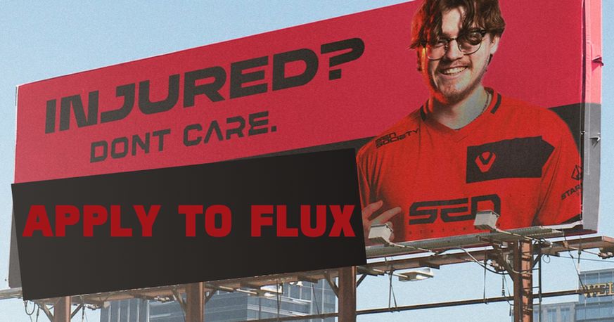 Sentinel's player Zellsis with the Injured? Don't Care. Billboard, but with Apply to Flux below.