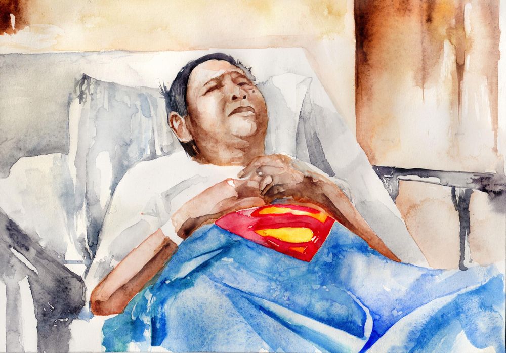 My Hero 9x12 Watercolor