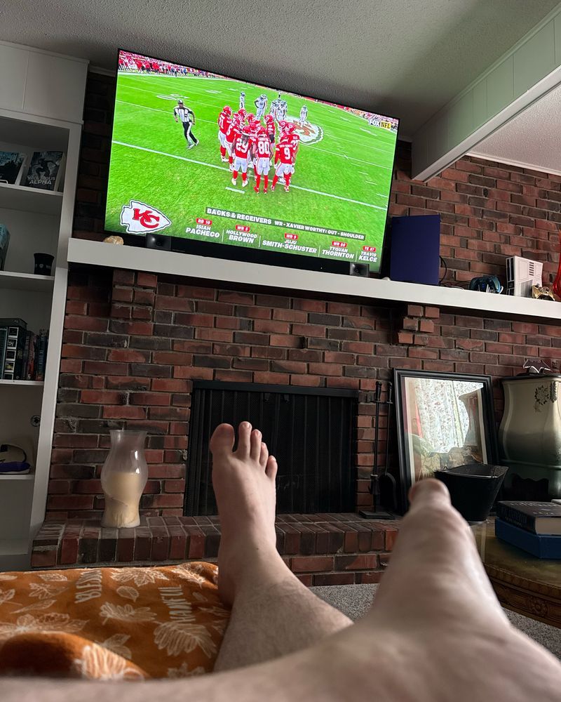 Chiefs vs Eagles on a TV