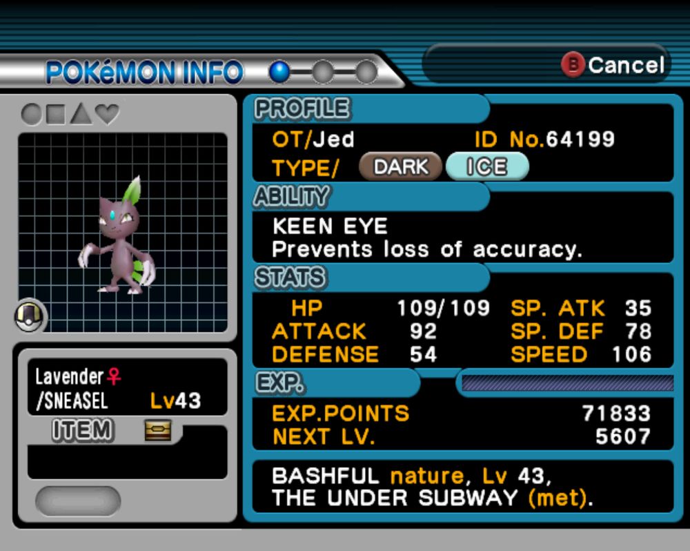 Shiny sneasel called Lavender