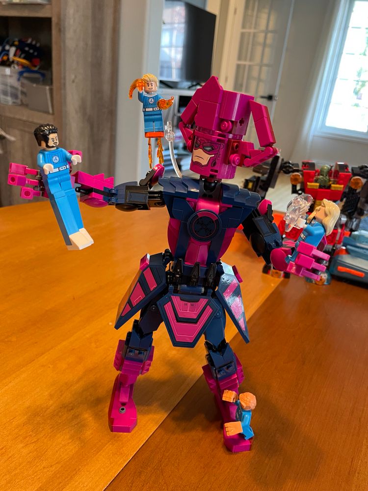 Completed build of the Fantastic Four vs Galactus Lego set