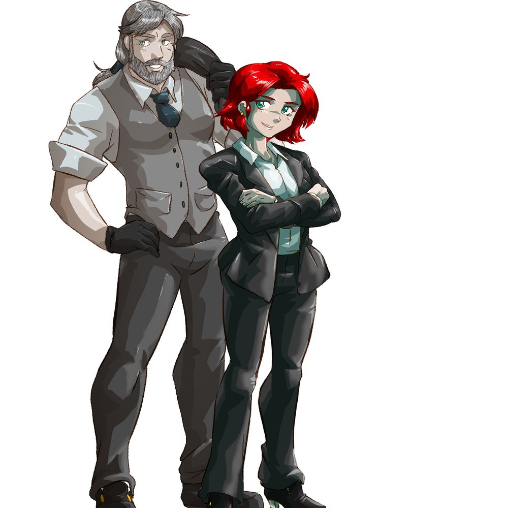 Character art of Riley Enterprises CEO, Draco Riley and his personal assistant Molly O'Hara from The WOLF Series. Art by Mark Wulfgar. 