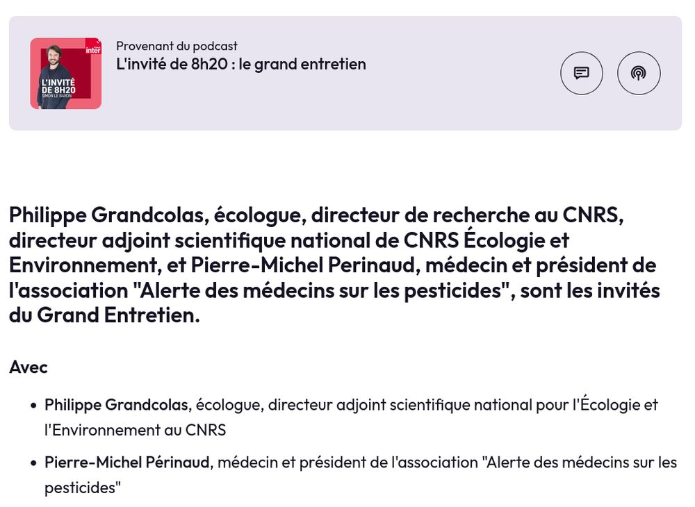 screenshot de la page web de France Inter