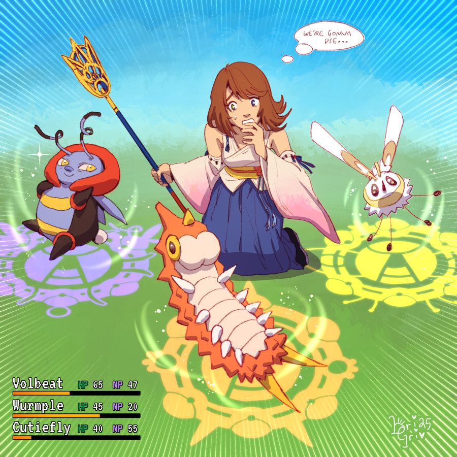 Yuna did not expect to summon Volbeat, Wurmple, and Cutiefly