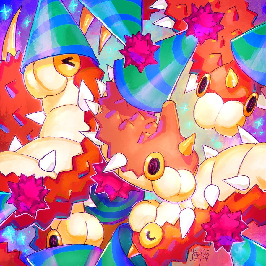multiple wurmples with party hats