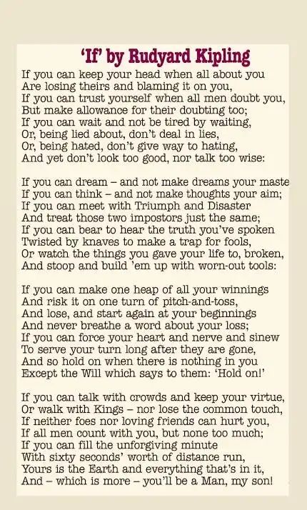 Rudyard Kipling poem, "If" 