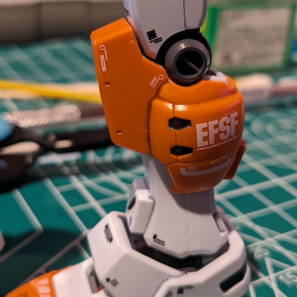 HGUC Powered GM model kit - image shows metallic details added into the vents.
