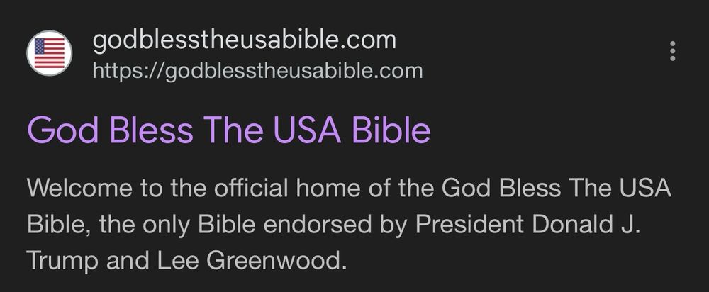 Description of t**mp Bible as the only one endorsed by him and some other guy.