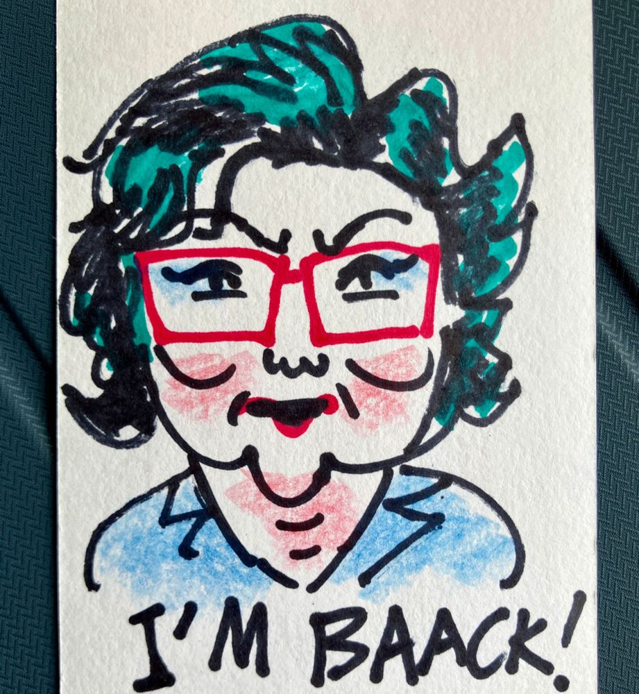 consSketch of Hedy Fry, with the words "I'M BAACK!" underneath. She's glaring at the viewer, knowing she'll ghost any constituent who dares try to speak to her about important issues. She'll soon disappear in a puff of smoke. 