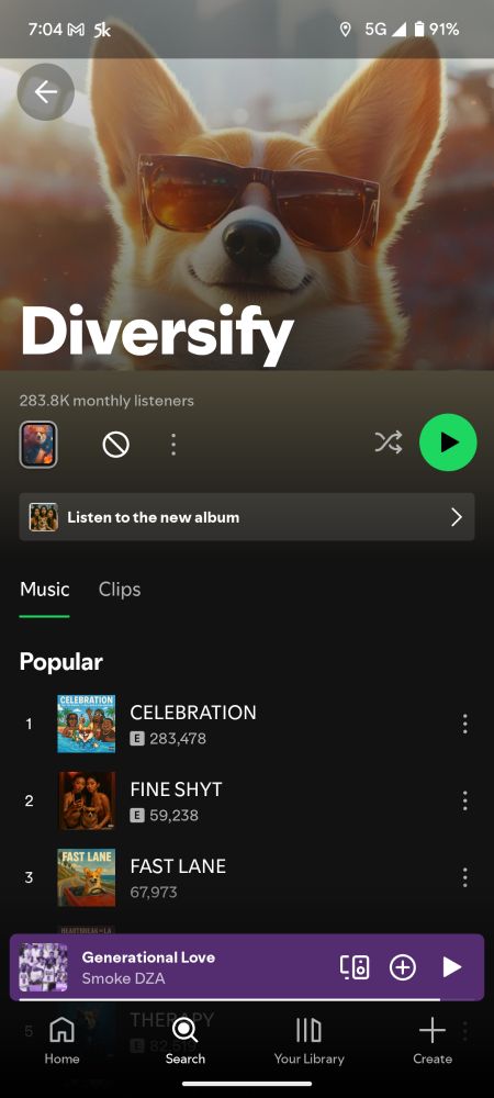 Screenshot of the AI artists page