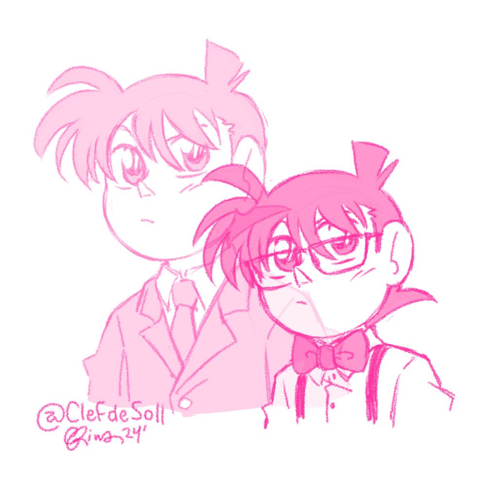 Detective Conan sketch of him with Shinichi behind him