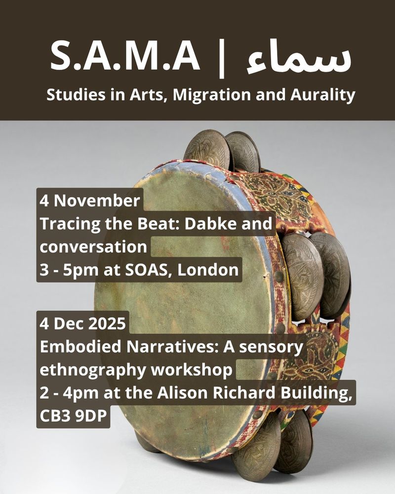 Studies in Arts, Migration and Aurality Research Netwrok term card.