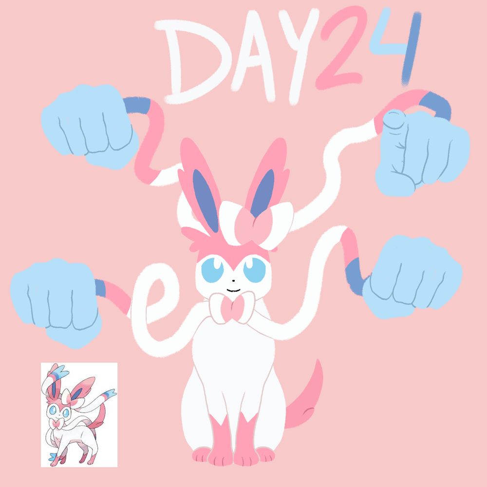 The Pokemon Sylveon, but the ribbons have been converted into fists