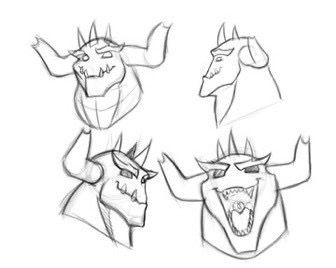 Different headshots of Dummy with front view, side view, 3/4 view and front view again with open mouth