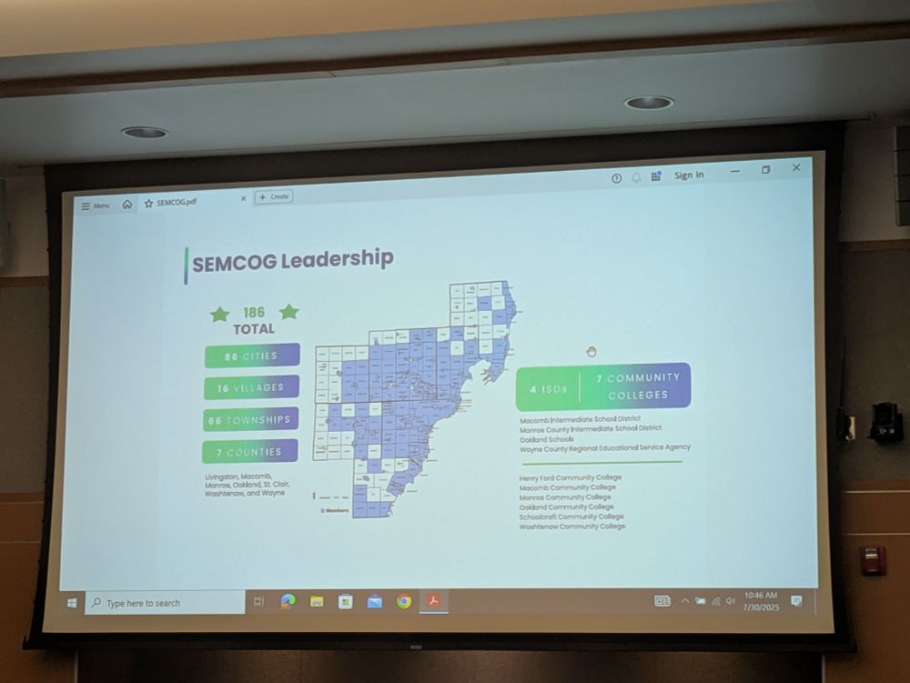A map of the 186 total municipalities that make up SEMCOG