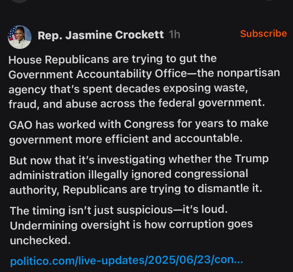 Rep Jasmine Crocketts post.