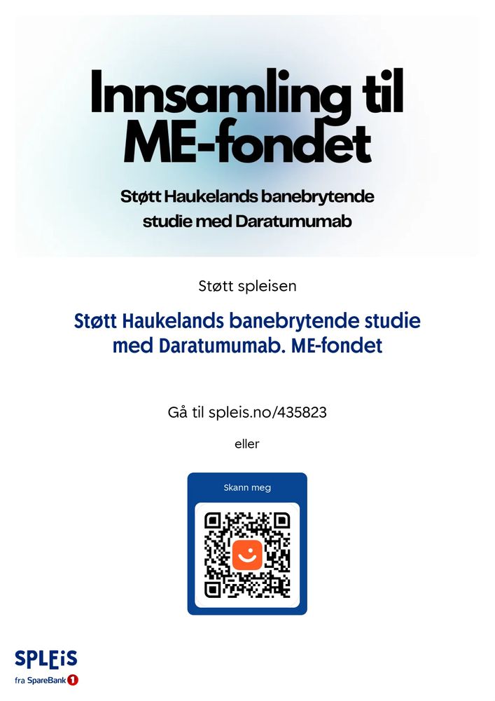 Innsamling til ME-fondet. Støtt Haukelands banebrytende studie med Daratumumab.