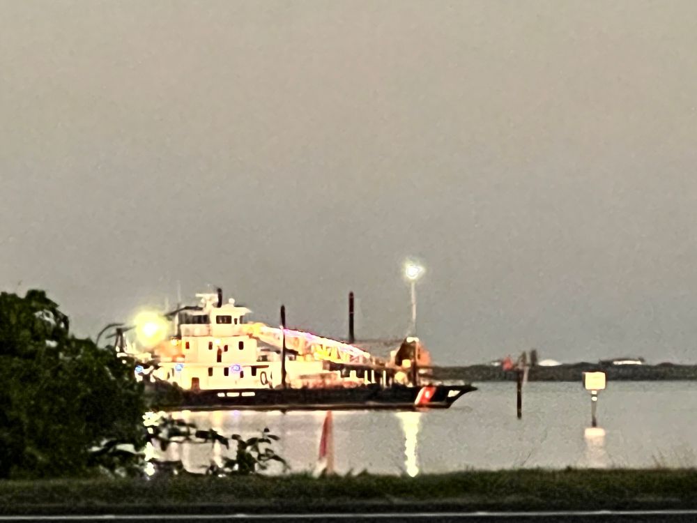 Large Coast Guard vessel at anchor in the Florida Intracoastal Waterway