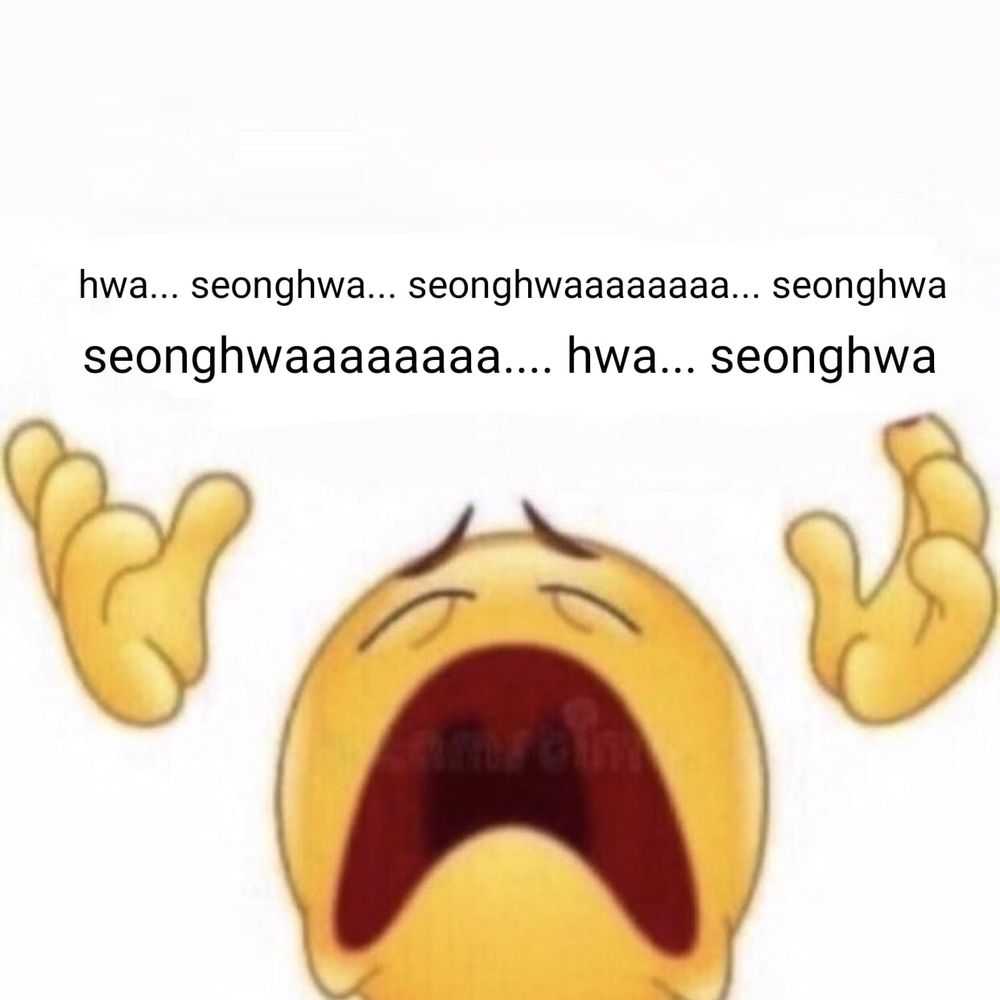 Même of a yellow emoji crying for Park Seonghwa /pos