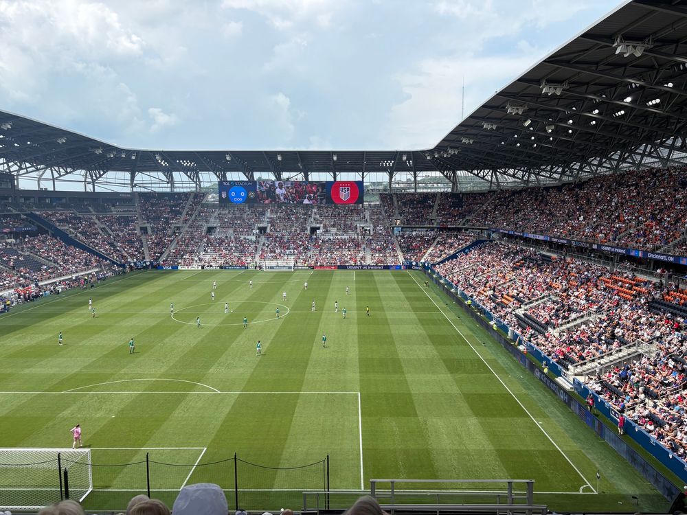 Photo from TQL Stadium as the USWNT and Ireland prepare for first touch.