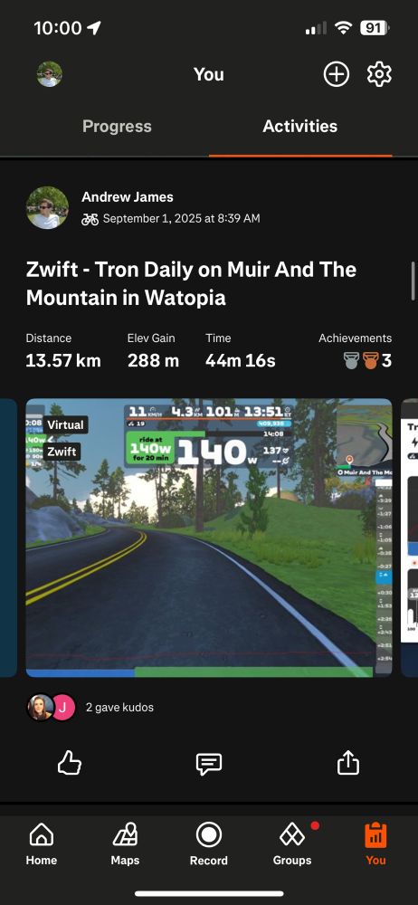 Distance: 13.57km
Elev Gain: 288m
Time: 44m 16s