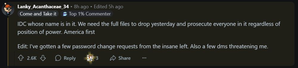 A reddit post from the semi-deranged.