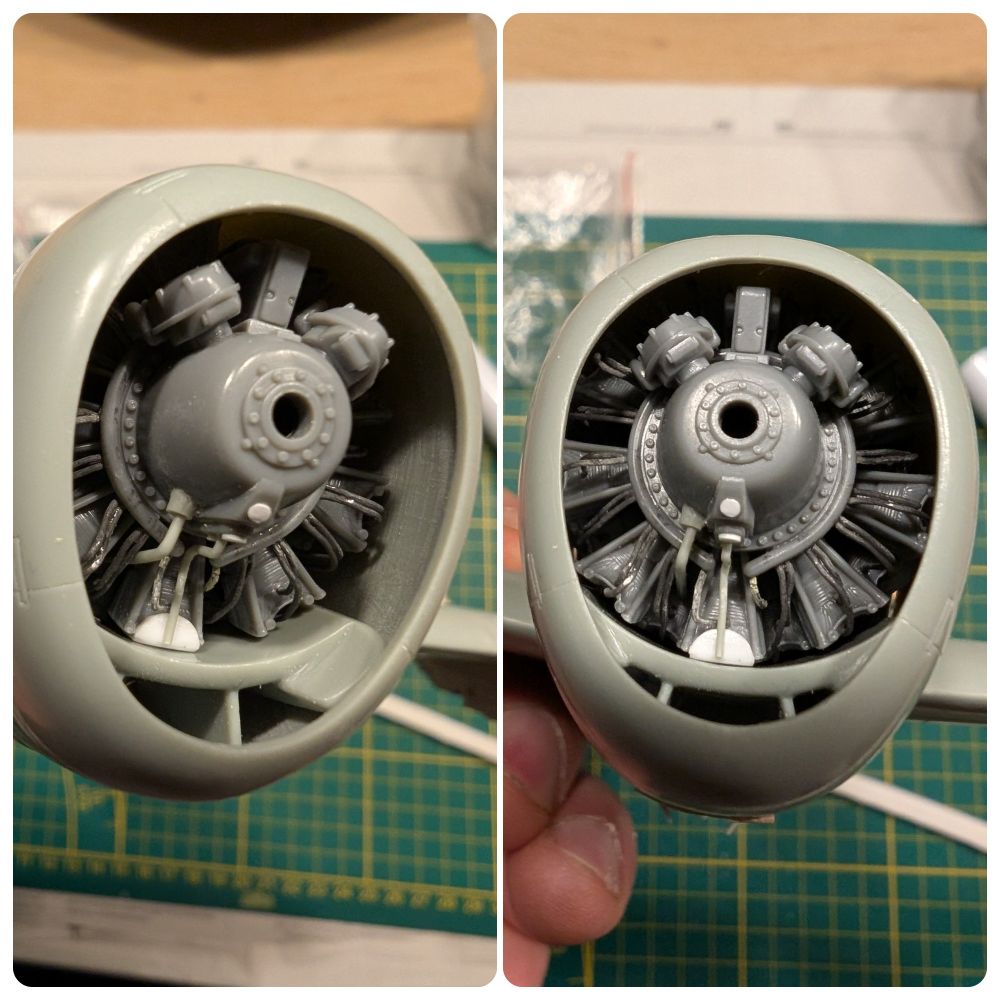 1/48 scale model of a p-47d. Close up of the engine.