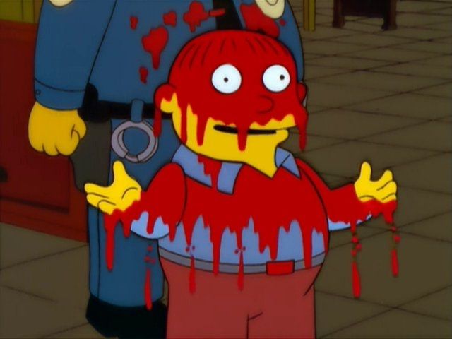 Ralph wiggum covered in blood