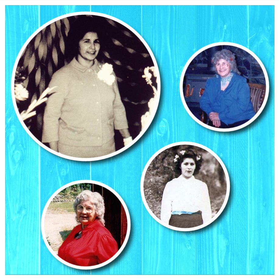 This is four-photo collage of (Greg's) my grandma, Katherine Mae Wade throughout her life.