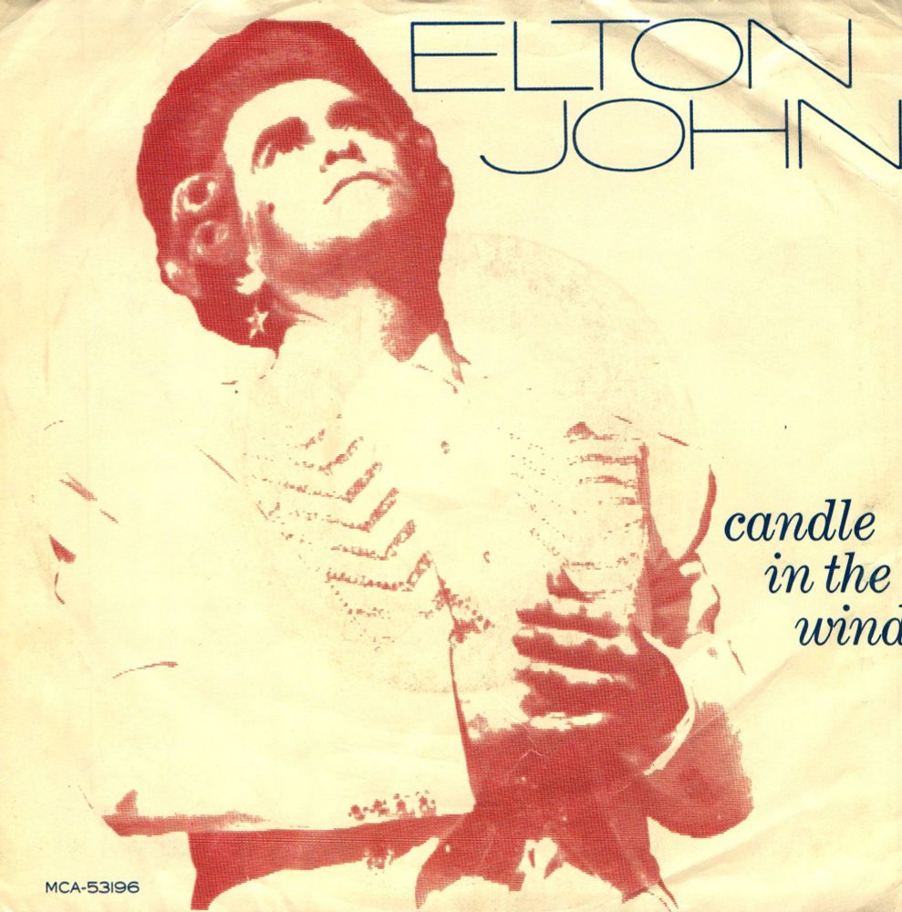 The front cover of "Candle in the Wind", the 45 RPM single release by Elton John from 1987.