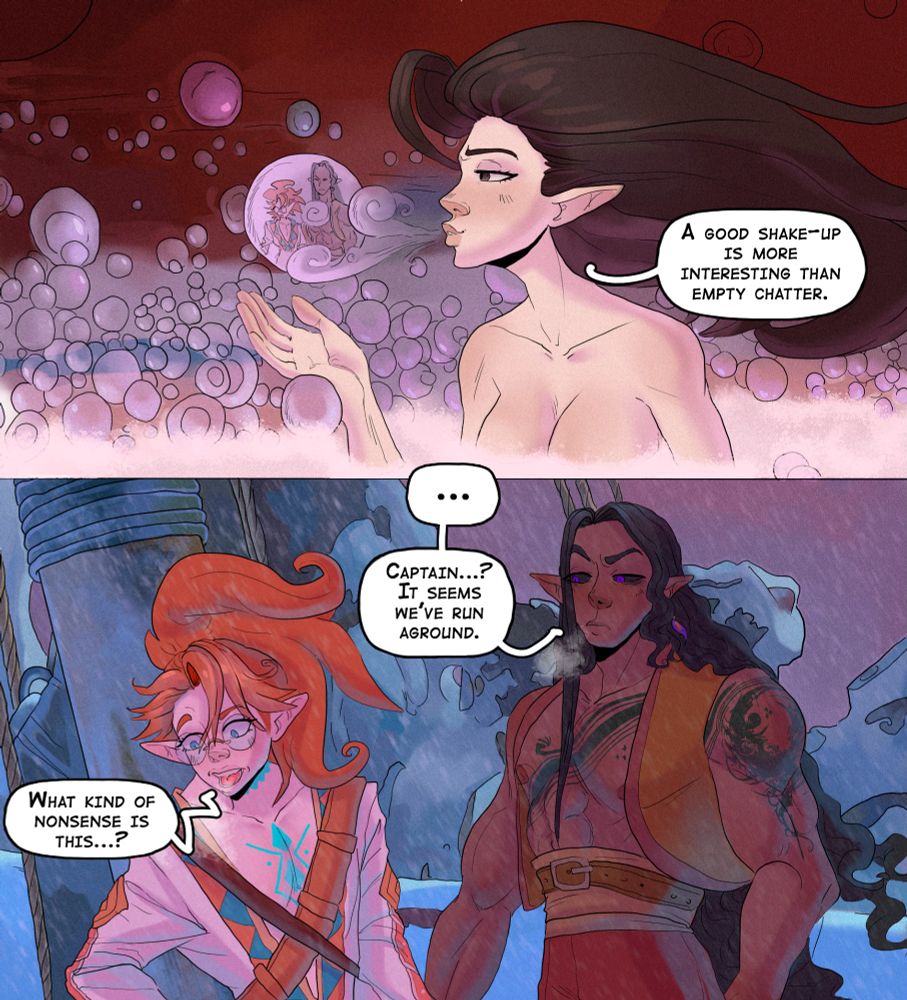 ☆ Вступаю в май с первым полноценным стрипом в этом году! Наши персонажи в диснеевской и в атмосфере Дримворкс фэндома "Синдбад легенда семи морей", который был выпущен в 2003 году. Если кто-то всё еще не знаком с самим фэндомом - ознакомьтесь! Это интересная история:з
☆ Мне нравится сам формат вписывания наших персонажей в локации известных фэндомов, так что это не последний такой стрип. Отрабатываю прорисовку известных локаций, а заодно и оттачиваю колористику разной атмосферы между делом.
☆ Мы впервые изобразили Межмирье и Зонгшторн - с Вароном вы уже знакомы из его досье. Зонгшторн и Межмирье только ждут полноценной отрисовки и надеемся, что сможем порадовать вас таким форматом.
☆ А какие мультфильмы Диснея и Дримворкс нравятся вам?